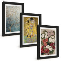 BILDER SET 3er Set - 20x30 cm Schwarzer Rahmen - Blumen des Baumes (Gemälde von Klimt) - Schwarz, Kunststoff (20/30cm) - TULUP
