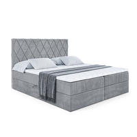 BOXBETT mit H4-Matratze und Lattenrost - LEPARO - 180x200 Grau - Grau, Holzwerkstoff (180/200cm) - ALTDECOR