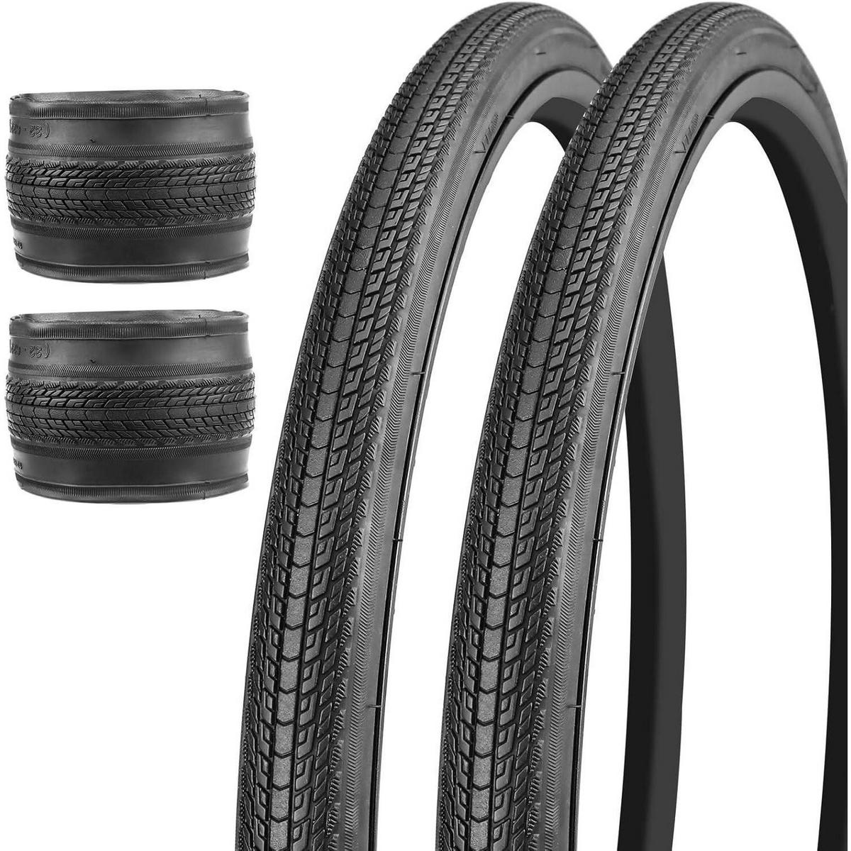 FAHRRADREIFEN 2-teiliges Set 700x28c/32c/35c City Rennrad Gravel - Schwarz, Kunststoff (3.2/70/70cm)