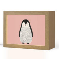 NACHTTISCHLAMPE Pinguin - Punkte - Minimalistisch - Rosa 20x15 cm - Rosa, Holzwerkstoff (8/20/15cm)