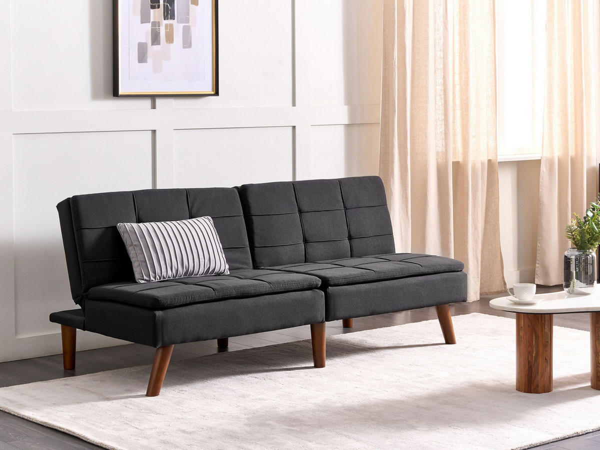 3-SITZER-SCHLAFSOFA schwarz/dunkelbraun Ronne - Dunkelbraun/Schwarz, Textil (180/76/83cm) - Beliani