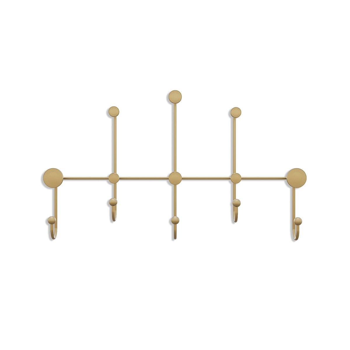 WANDGARDEROBE mit 8 Haken aus goldfarbenem Metall 80/10/45 cm - Goldfarben, Metall (10/45/10cm) - Calicosy