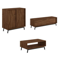 WOHNWAND 3er-Set Modern Loft Eiche Tabak 402 / 60 / 101cm - Eichefarben/Dunkelbraun, Holz/Metall (402/101/60cm) - Feldmann-Wohnen