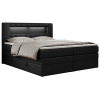 BOXSPRINGBETT GOLD-5 KING LED 160/200 Schwarz Kunstleder - H3 - Schwarz, Holz/Textil (160/200cm) - MKS