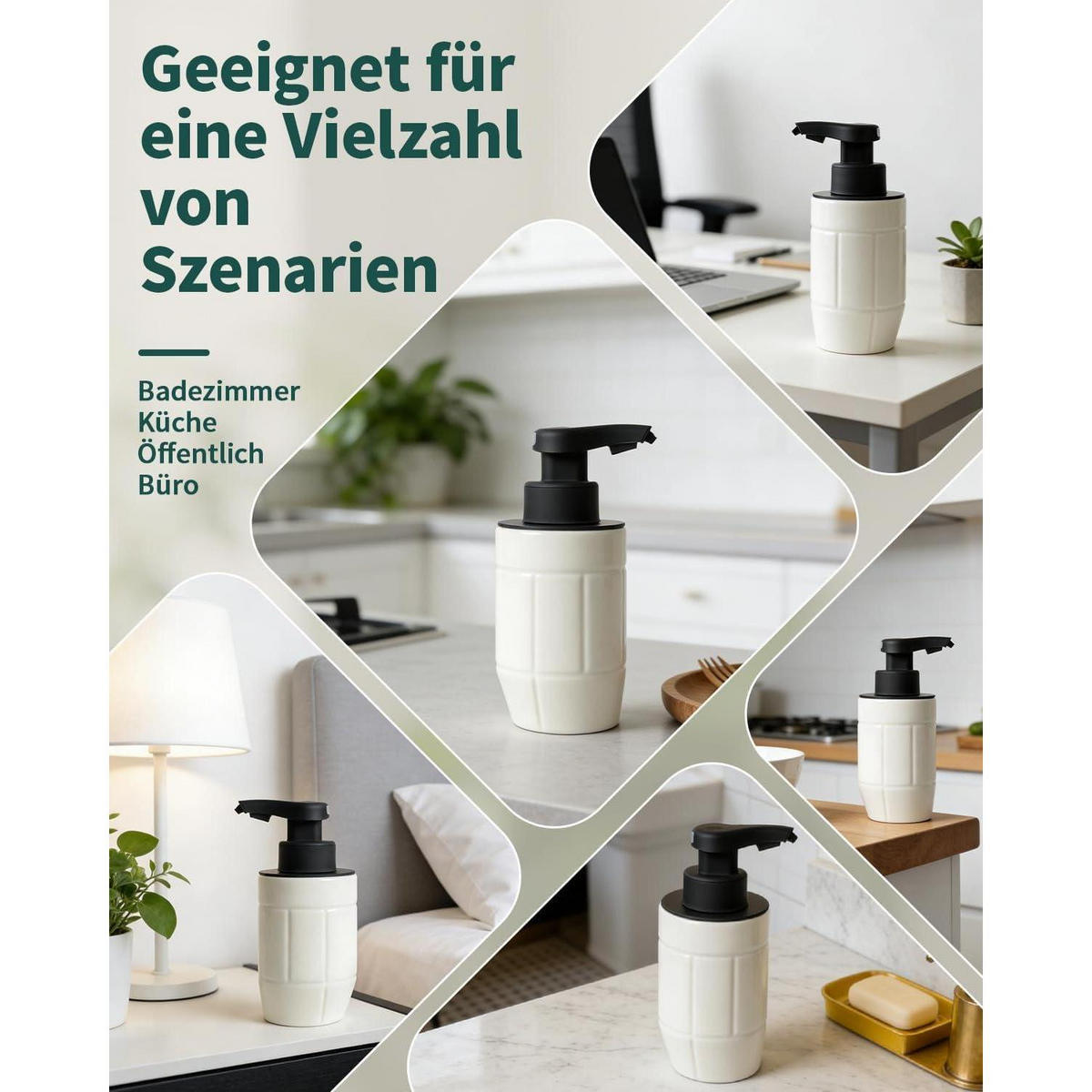 AUTOMATISCHER Seifenspender Keramik 320ml USB-Aufladung - Weiß, Keramik (6.5/17/9.5cm)