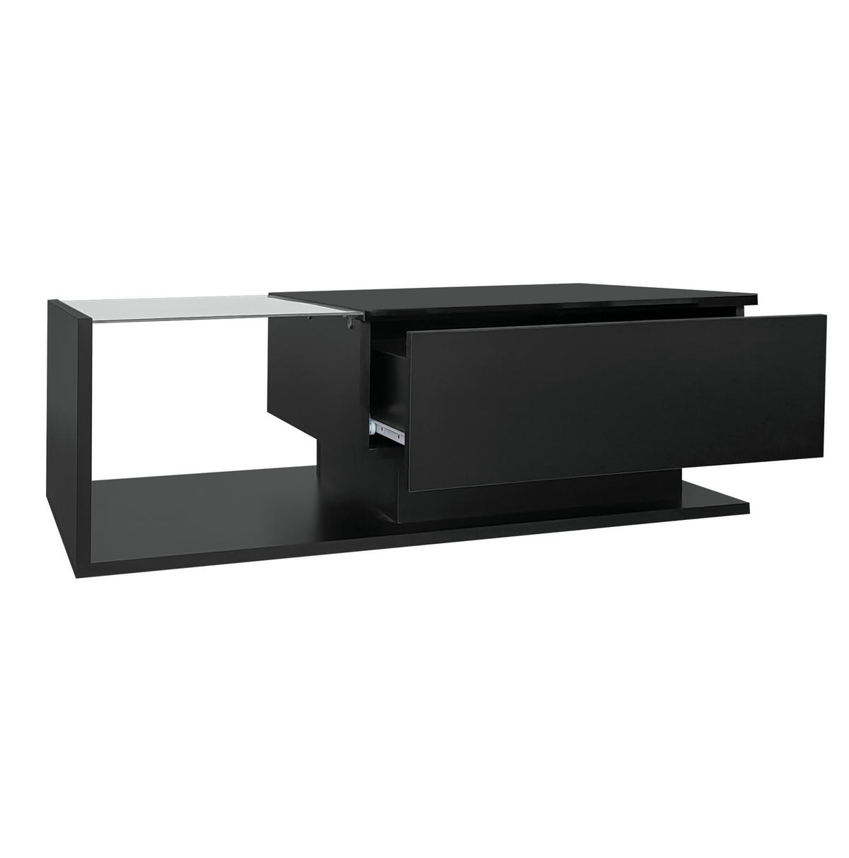 COUCHTISCH 100/50/32 cm schwarz mit Glasplatte und LED-Beleuchtung - Schwarz, Holzwerkstoff (100/50/32cm) - OKWISH