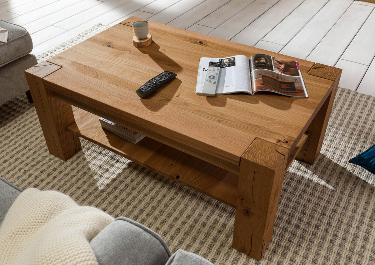 COUCHTISCH Wildeiche 110x70x45 braun geölt KENT #315 - Braun, Holz (110/70/45cm) - Massivmoebel24