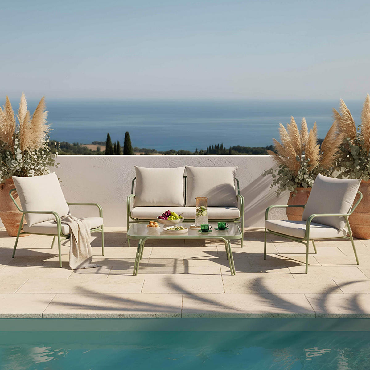 GARTENSET 4-tlg., Grün - Grün, Metall - Oviala