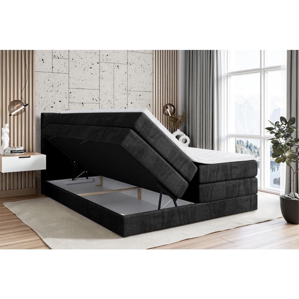 Thumbnail - Altdecor Boxspringbett, Schwarz, Holzwerkstoff, Höhe ca. 20 cm, 200x200 cm, Schlafzimmer, Betten, Boxspringbetten