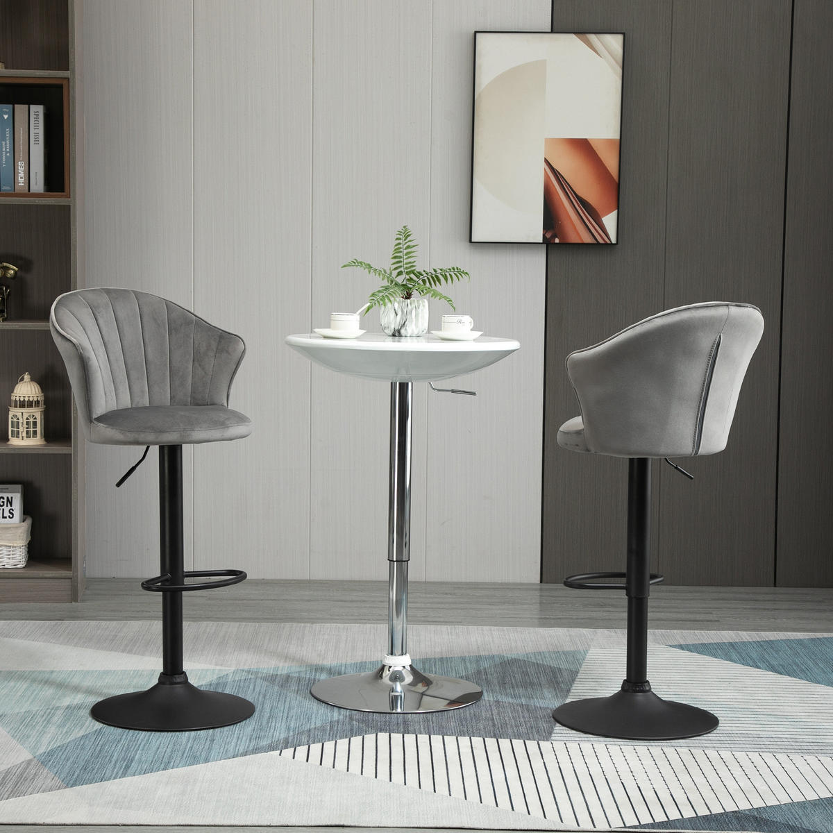 BARHOCKER, Schaumstoff, Stahl, Grau - Grau, Kunststoff (56/111/54cm) - HOMCOM