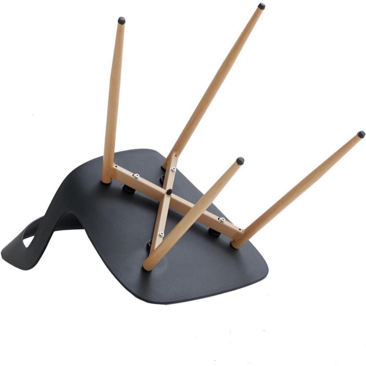 ESSZIMMERSTUHL 6er-Set Schwarz mit Holzoptik-Metallbeinen - Schwarz, Metall (41.5/83/47cm)