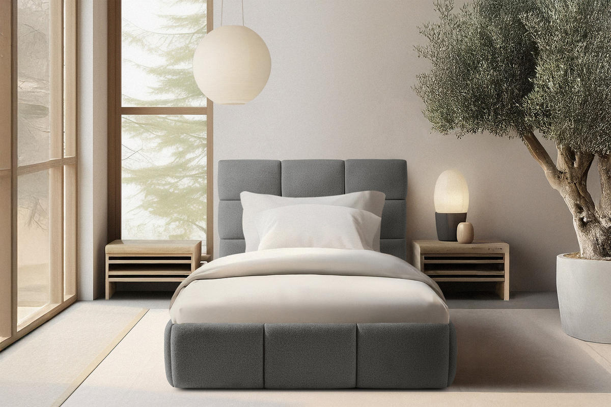 POLSTERBETT ALTOS Einzelbett, Bouclé, dunkelgrau - Dunkelgrau, Holz/Holzwerkstoff (120/200cm) - KONSIMO®