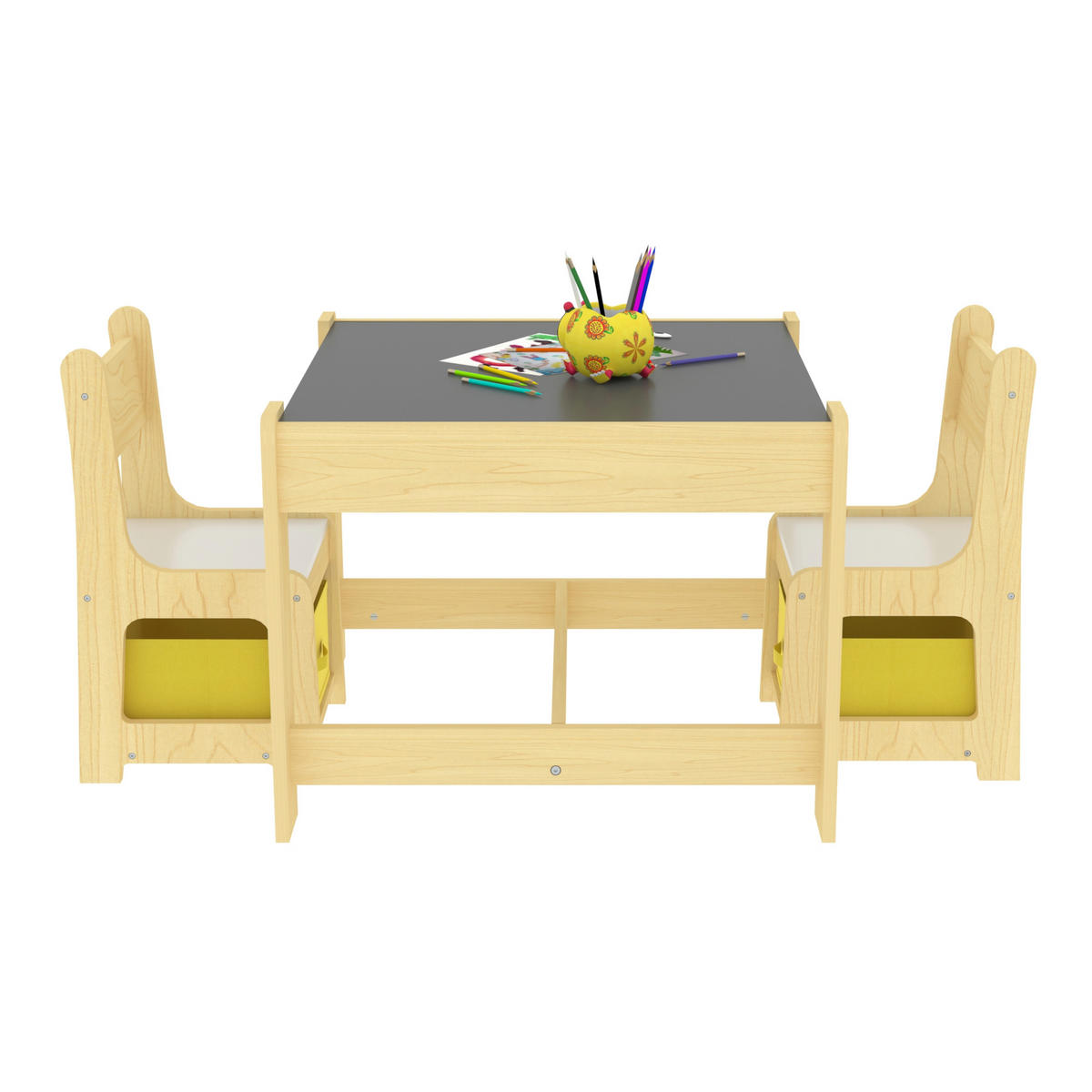 KINDERSITZGRUPPE 3 TLG. Irixoa - Dunkelgrau/Weiß, Holzwerkstoff (60.5/48/62.5cm) - [en.casa]