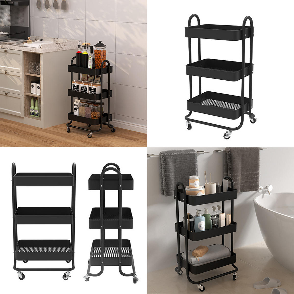 ROLOVACÍ KONTEJNER Tron Černá - černá, kov (45.9/78.7/34cm) - Vicco