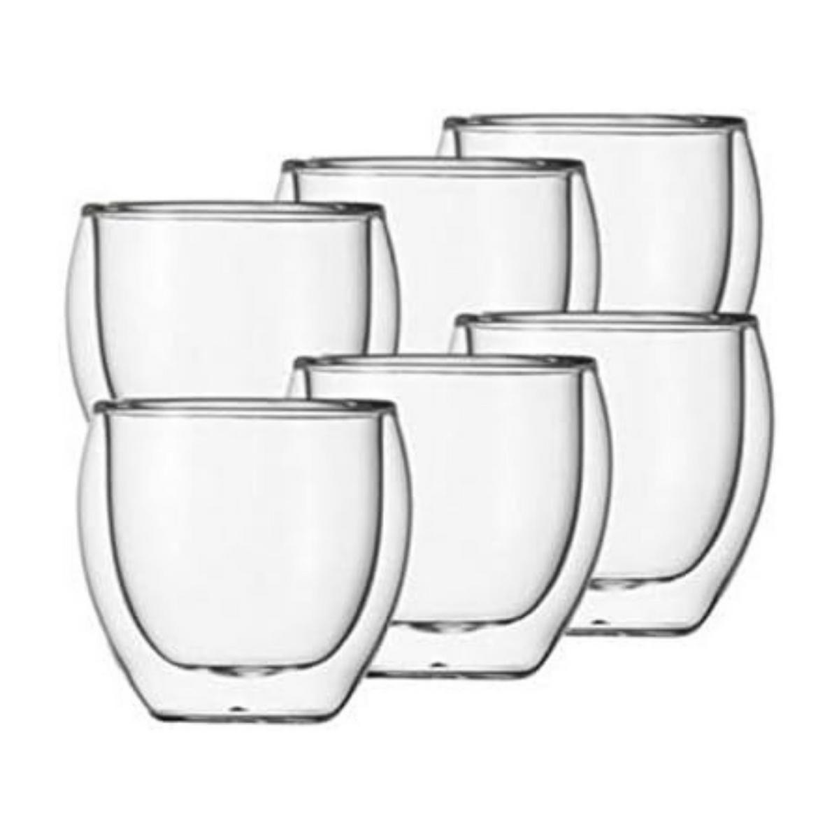 ESPRESSOGLÄSER – Klasique Doppelwandige Espresso Gläser 100 ml – 6er Set, Borosilikat, Thermogläser, Schwebeeffekt, Hitzebeständig, Spülmaschinenfest - Transparent, Glas (0.1L)