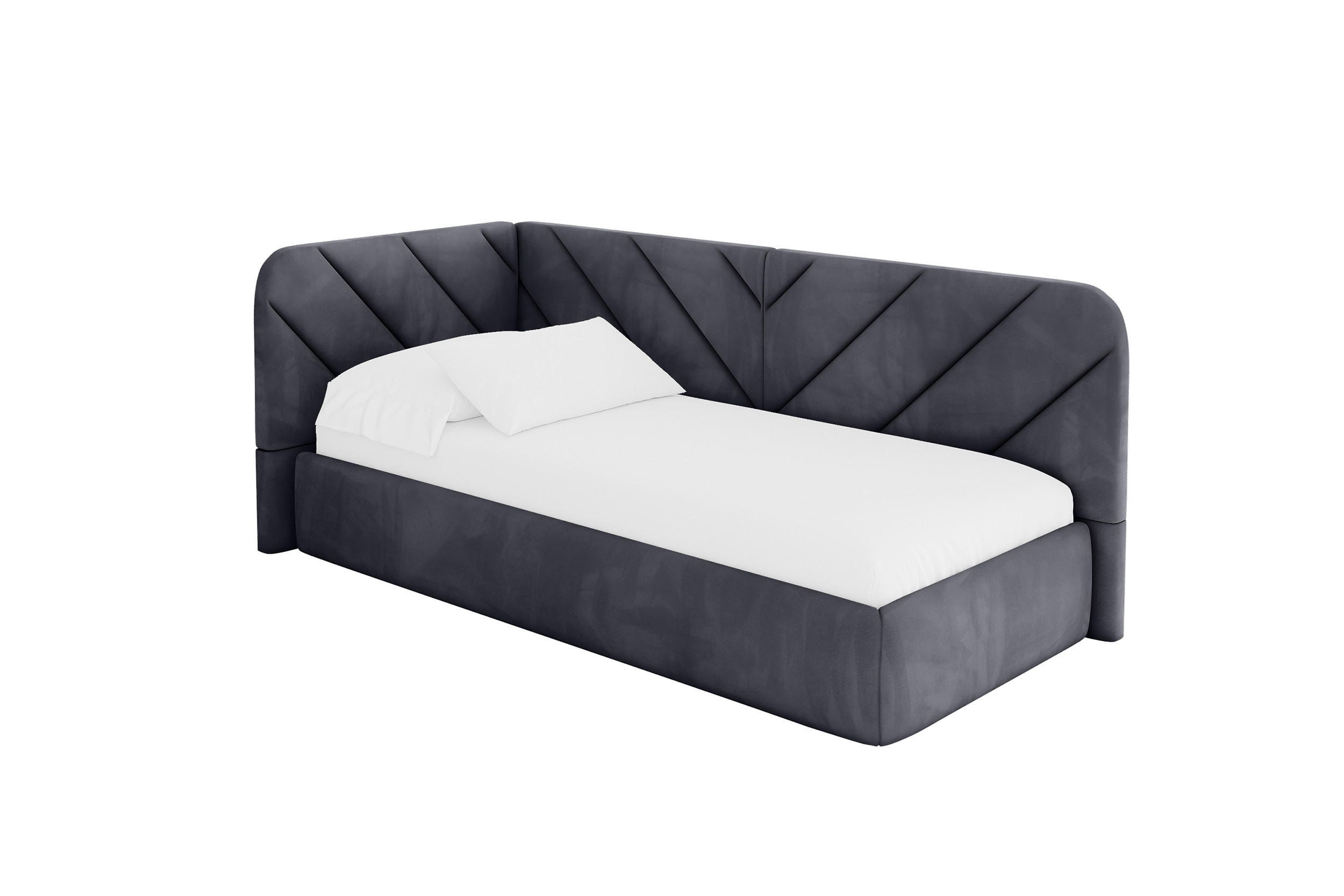 EINZELLBETT Jugendbett mit Bettkasten und Matratze H3/H4, Rechts - FIKY 80x200 Dunkelgrau - Titanfarben, Holzwerkstoff/Textil (80/200cm) - ALTDECOR