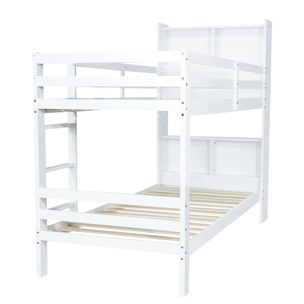 ETAGENBETT Massivholz 90/200 cm Weiß - Weiß, Holz/Holzwerkstoff - Raumix