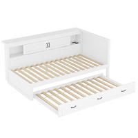 POLSTERBETT aus Spanplatte und MDF 90x200 cm in Weiß mit LED & Ausziehbett - Weiß, Holzwerkstoff (90/200cm) - Modfu