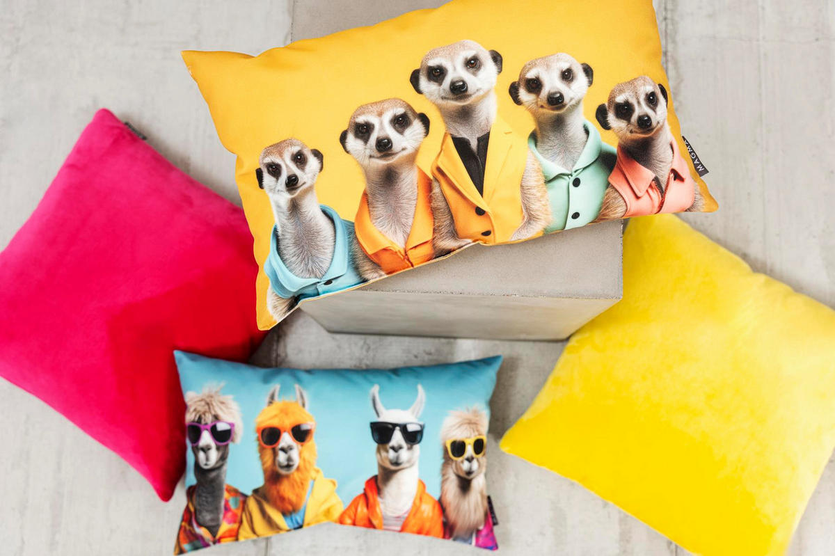 DEKOKISSEN Crazy Lama - Hellblau, Textil (50/30/8cm) - Magma Heimtexx