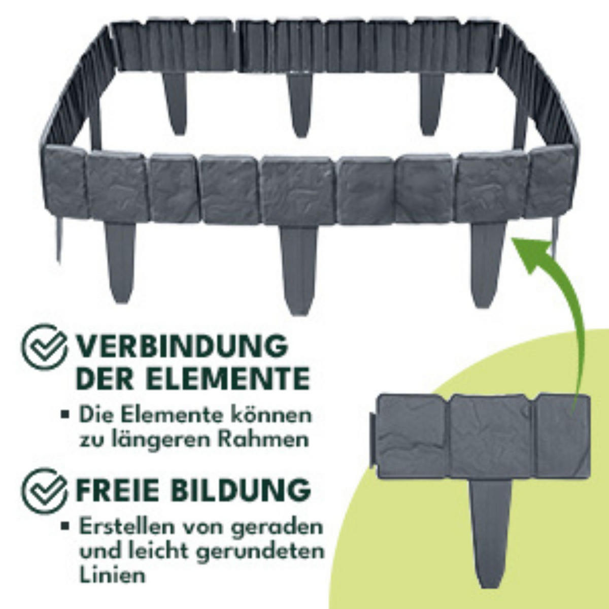 RASENKANTE Kunststoff Anthrazit - Anthrazit, Kunststoff (23/10/25cm) - KRUMAD