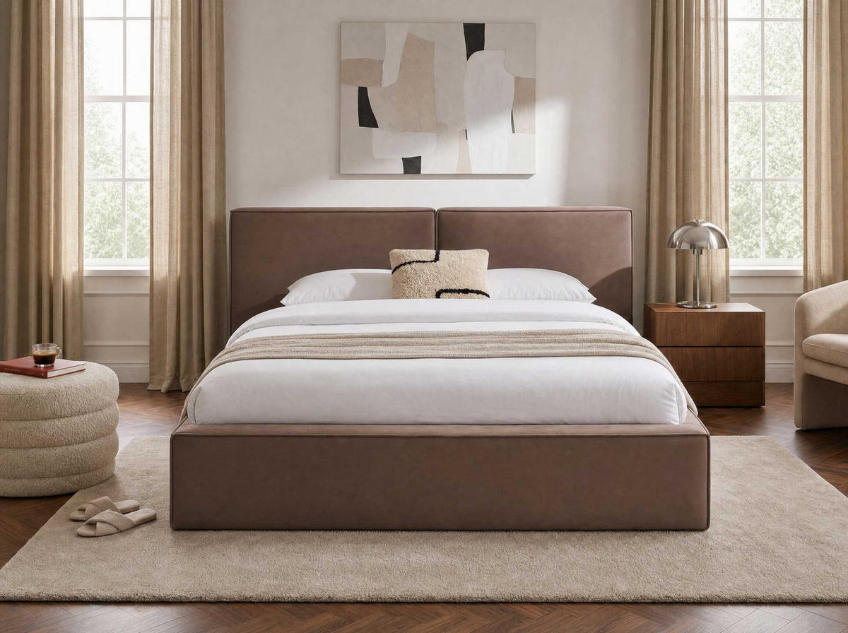POLSTERBETT Jodie XL Braun 200/200 cm Samt mit Bettkasten - Braun, Textil/Metall (200/200cm) - wonello