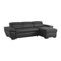 ECKSOFA Leder mit Schlaffunktion - Ecke Rechts - Anthrazit - JONOVA - Anthrazit, Leder (154/256cm) - Vente-Unique