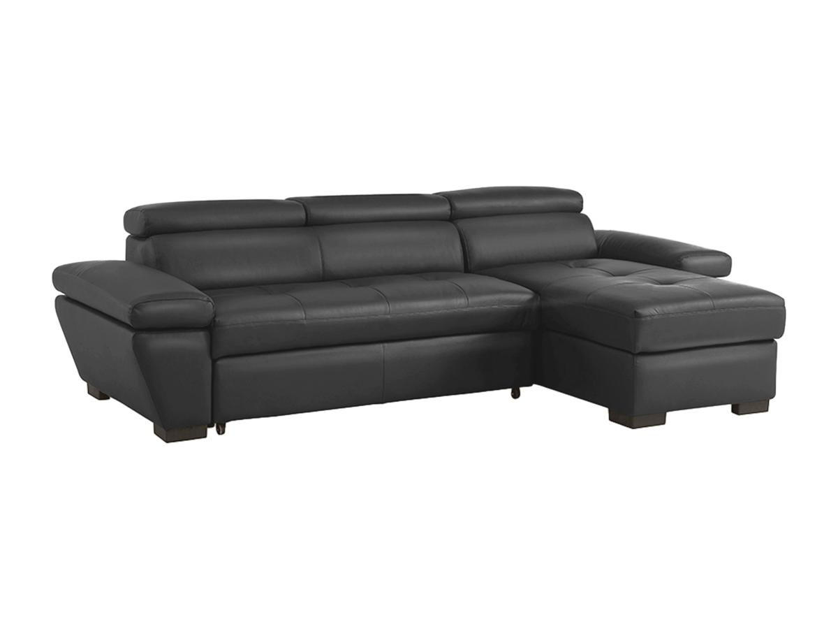 ECKSOFA Leder mit Schlaffunktion - Ecke Rechts - Anthrazit - JONOVA - Anthrazit, Leder (154/256cm) - Vente-Unique