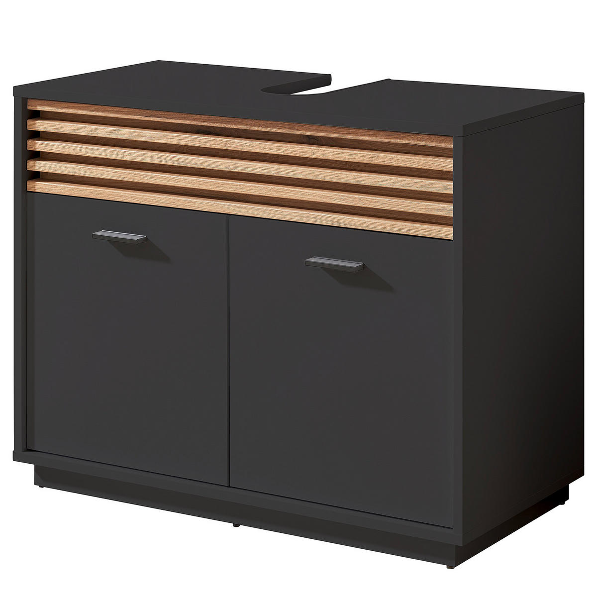 WASCHBECKENUNTERSCHRANK - Anthrazit, Holzwerkstoff (80/64/40cm) - home24