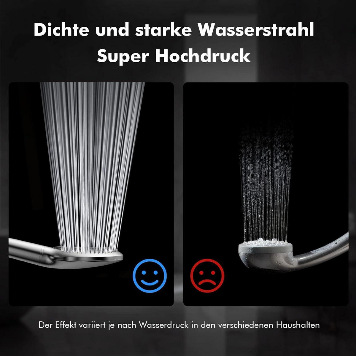 HANDBRAUSE mit Filter 3 Strahlarten Silber - Silberfarben, Metall (9/12.7/27cm)