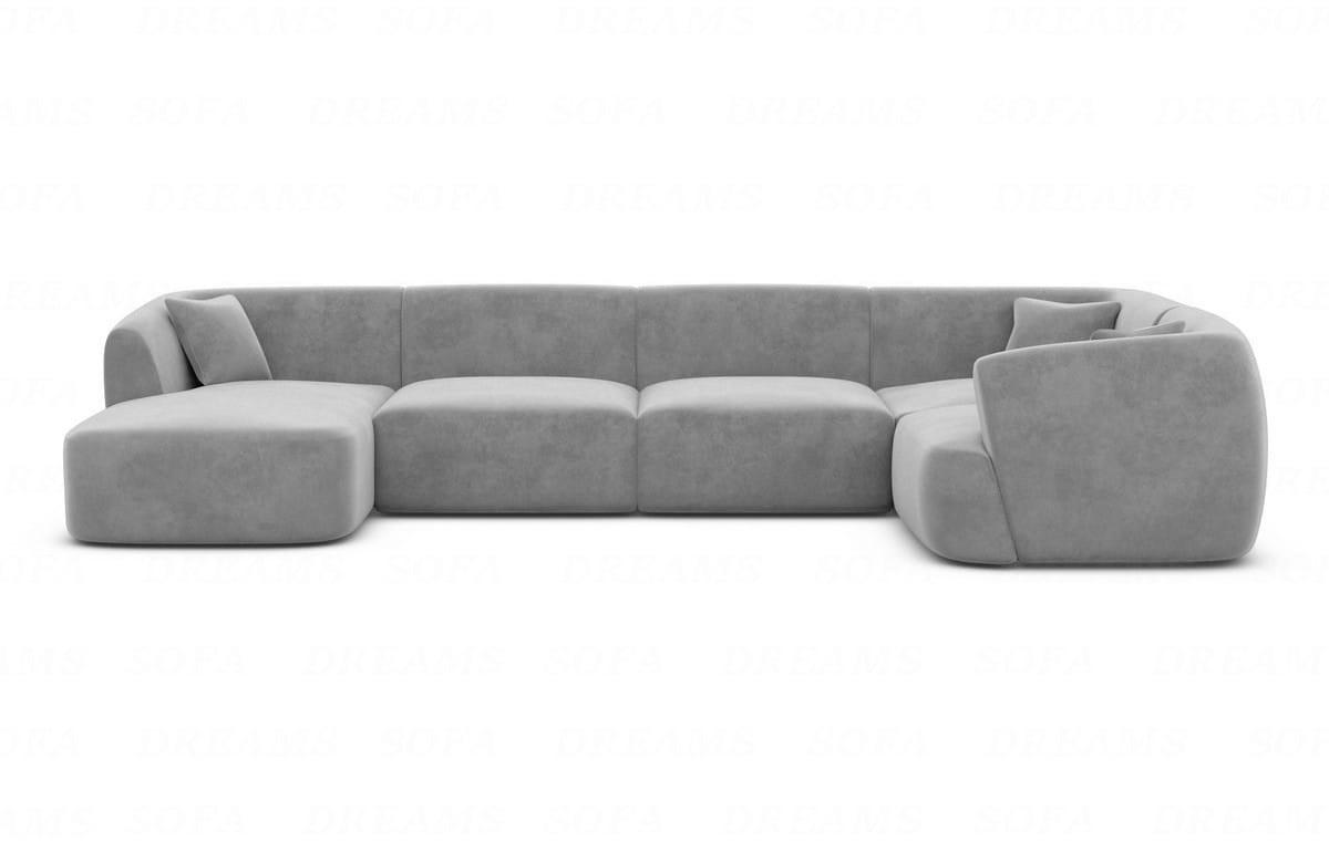WOHNLANDSCHAFT Azura Hellgrau Samtstoff - Hellgrau, Kunststoff (325/78/177cm)