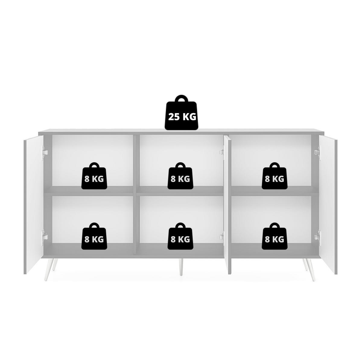 SIDEBOARD Bello Schwarz Eiche 154 cm - Schwarz, Holzwerkstoff (154/78/38cm) - Selsey