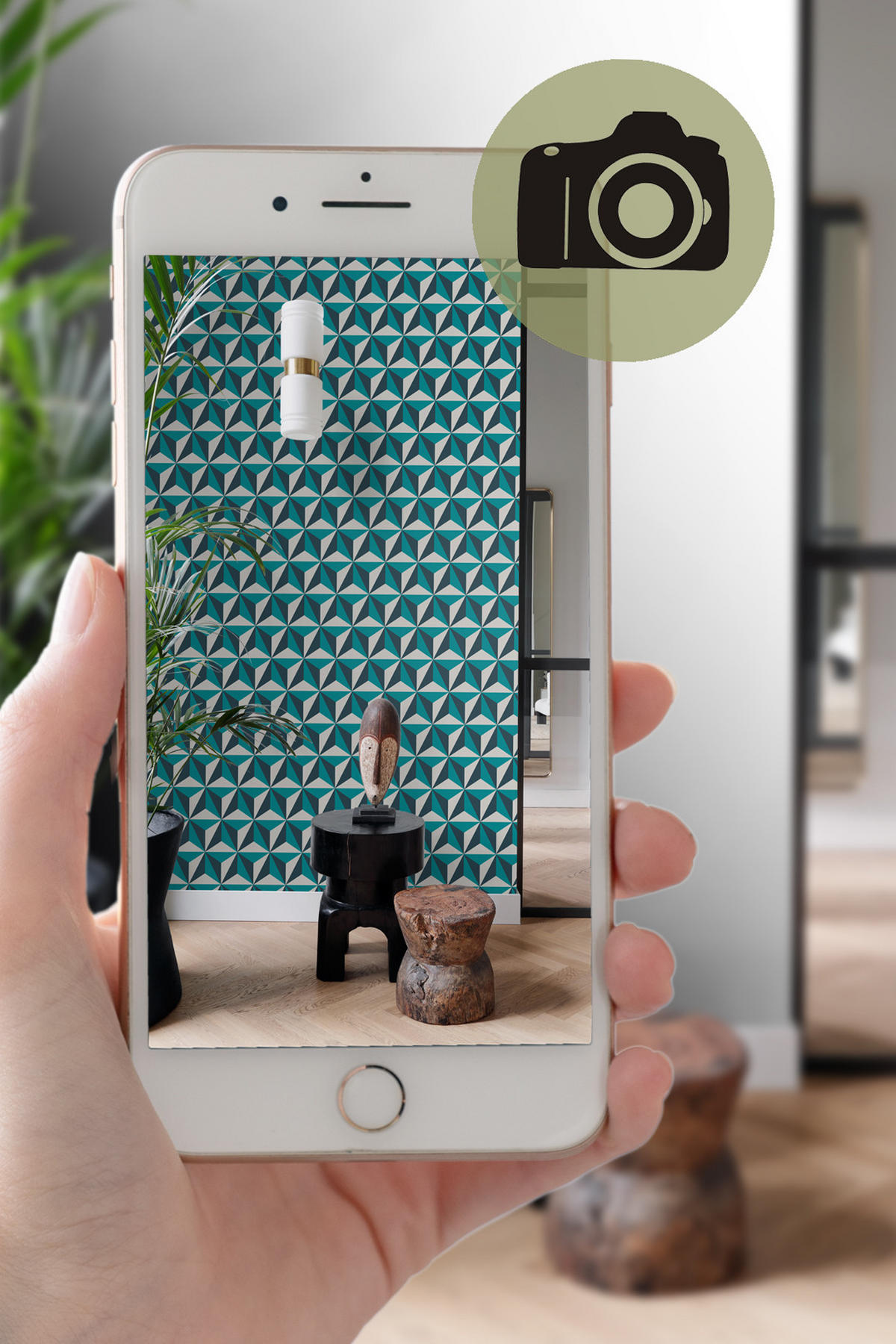 TAPETE 3D-Muster 53 cm x 10.05 m - Türkis, Papier (53/1000cm) - Origin Wallcoverings