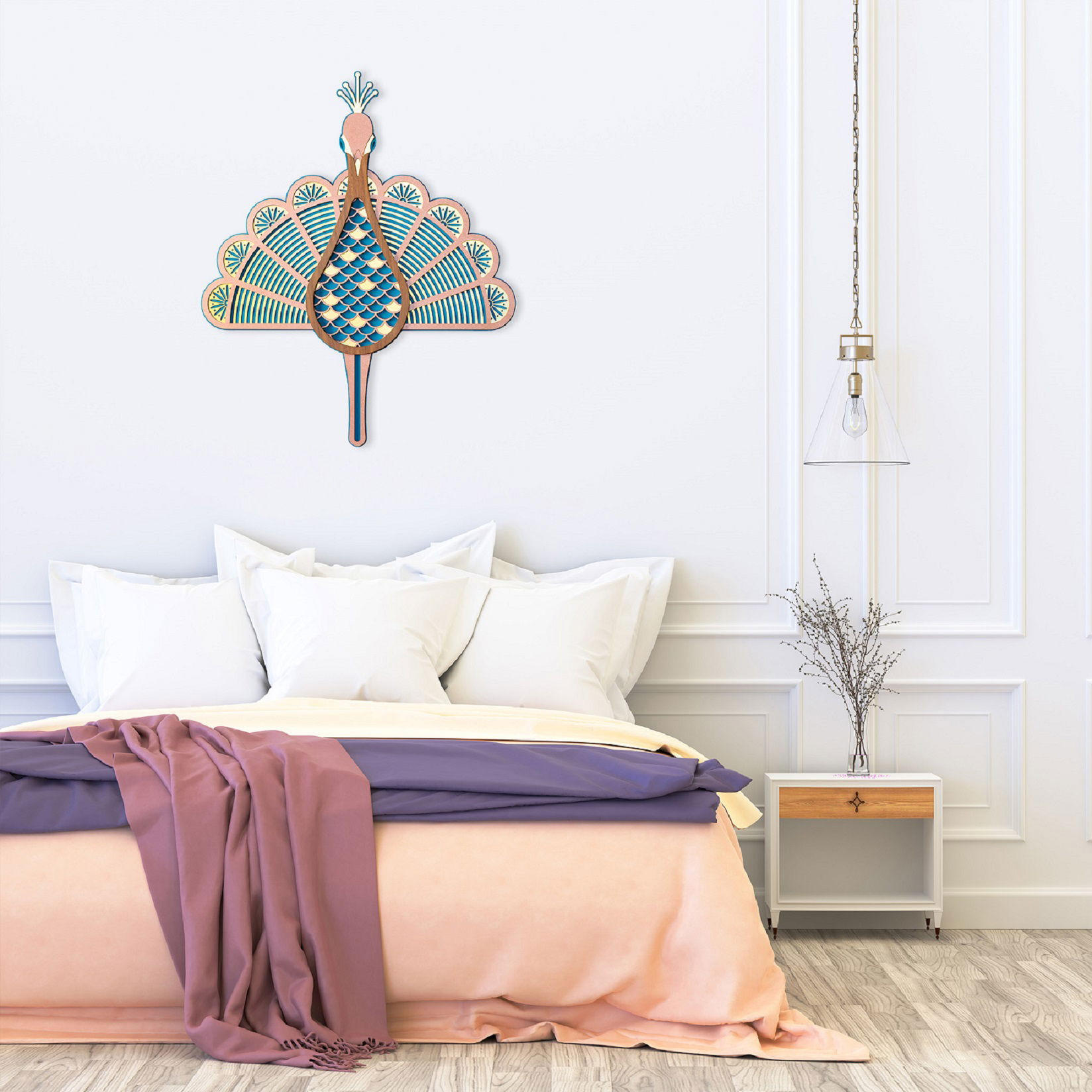 WANDDEKO MASKE 60/71 cm - Blau/Pink, Holzwerkstoff/Kunststoff (60/71/1cm) - KUNSTLOFT