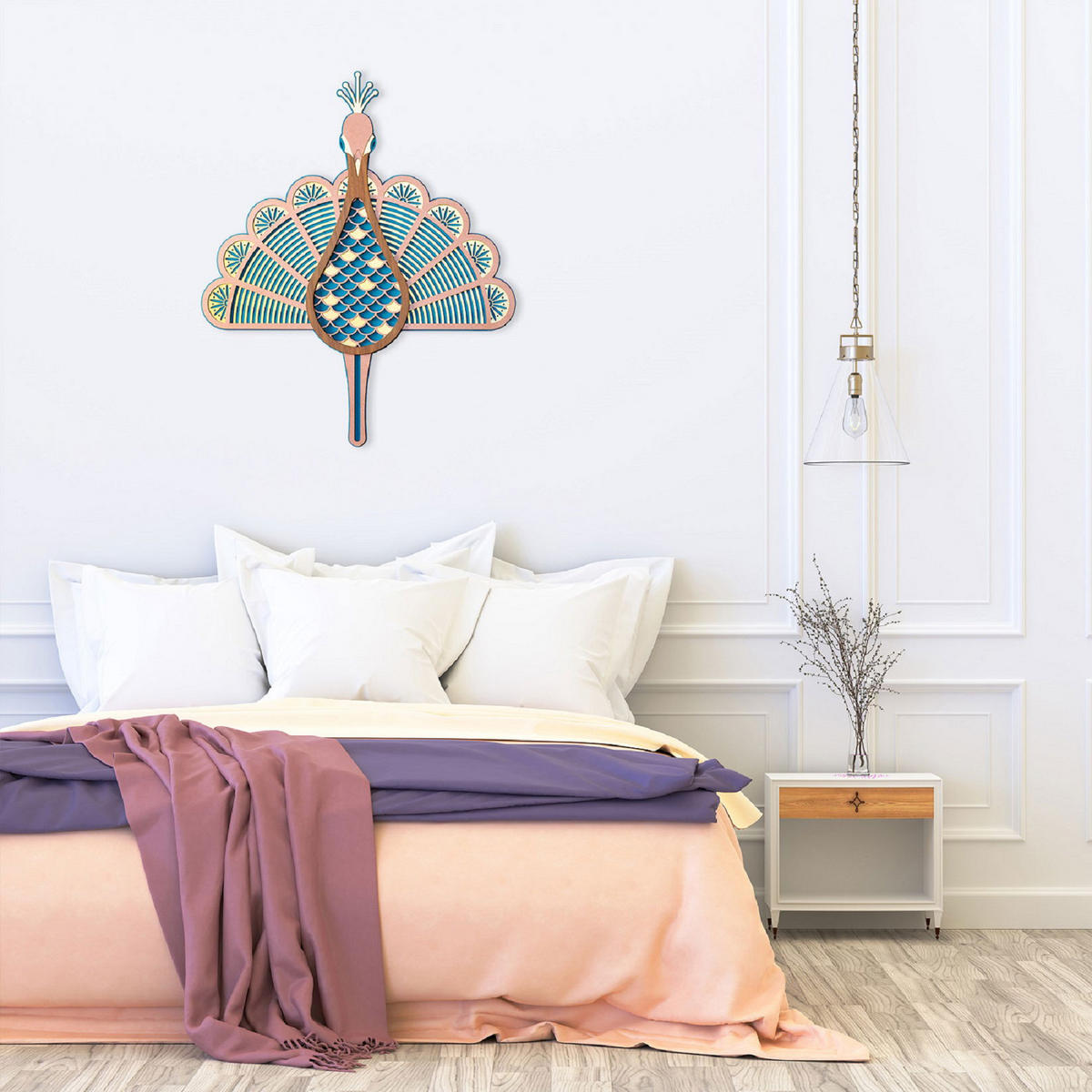 WANDDEKO MASKE 60/71 cm - Blau/Pink, Holzwerkstoff/Kunststoff (60/71/1cm) - KUNSTLOFT