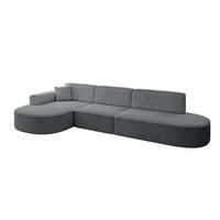 ECKSOFA Ottomane Links MARI-L2 - 317x163x73,5 cm Dunkelgrau Cord - Dunkelgrau/Schwarz, Holzwerkstoff/Kunststoff (165/321cm) - ALTDECOR