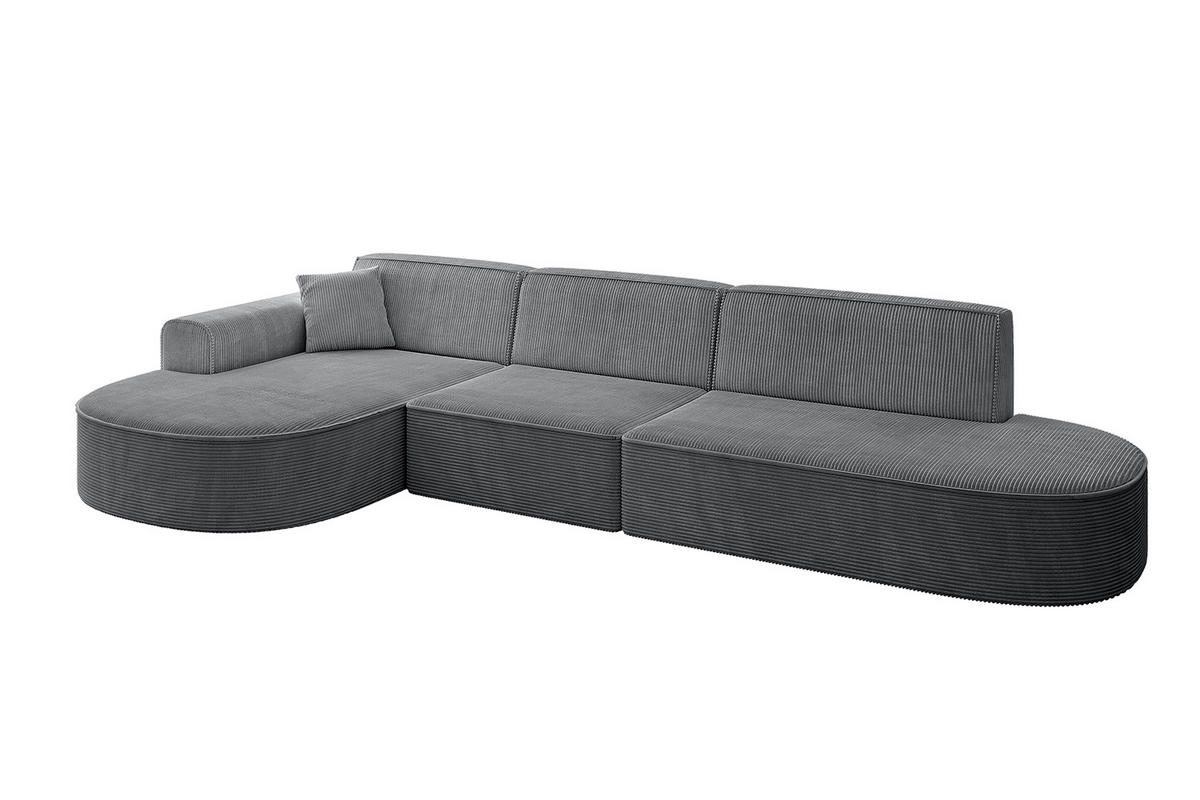 ECKSOFA Ottomane Links MARI-L2 - 317x163x73,5 cm Dunkelgrau Cord - Dunkelgrau/Schwarz, Holzwerkstoff/Kunststoff (165/321cm) - ALTDECOR