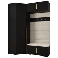 GARDEROBEN-SET 236,7/181,7/47 - Beige/Goldfarben, Holz/Metall (181.7/236.7/47cm) - Abiks Möbel