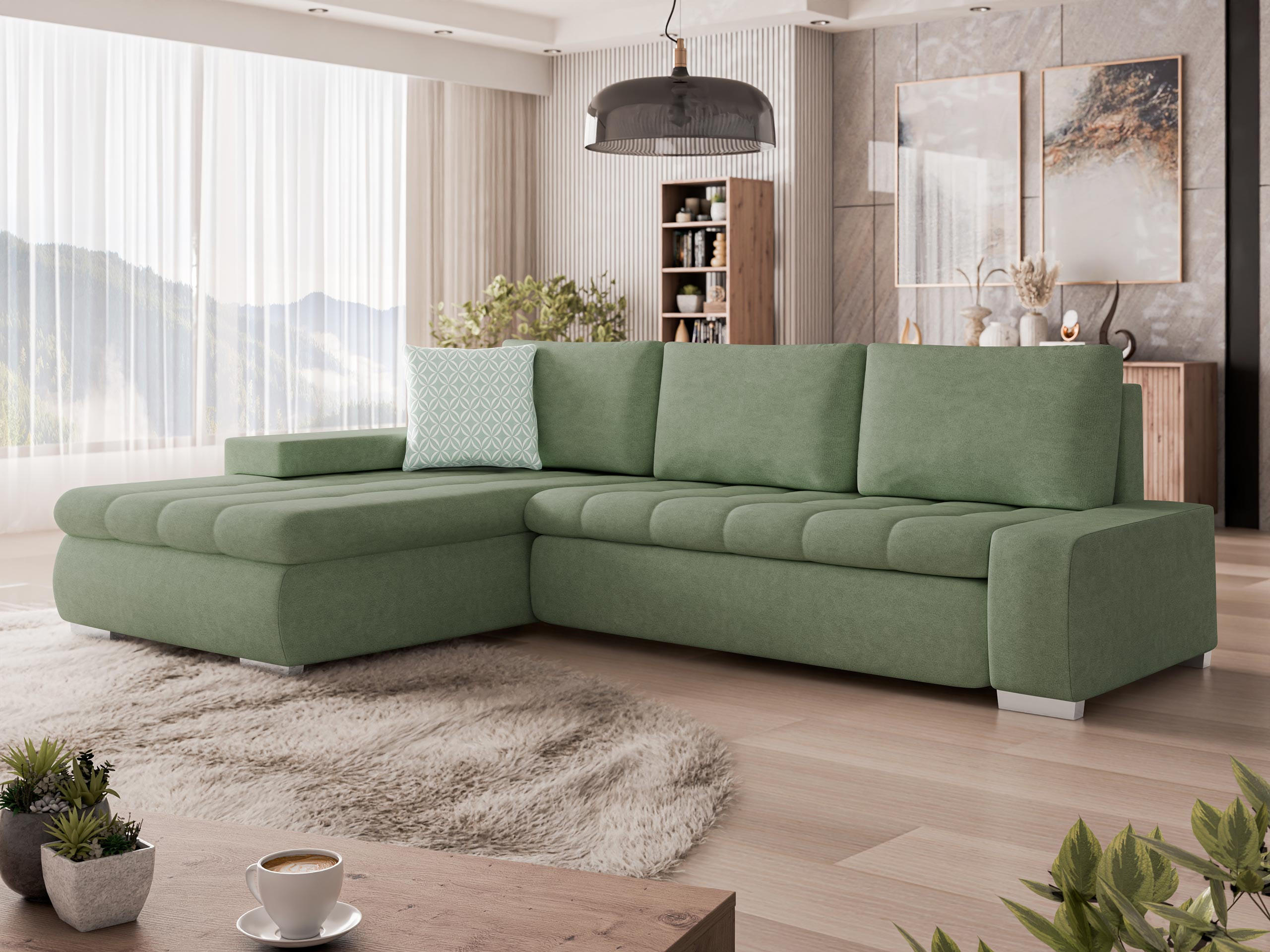 ECKSOFA Orkan Mini - Mintgrün, Holz/Textil (265/185cm) - MIRJAN24