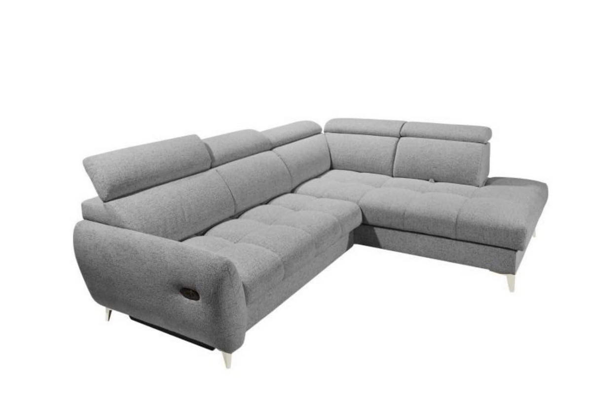 ECKSOFA mit elektrischer Sitztiefenverstellung und Bettkasten - Chromfarben/Silberfarben, Holz/Holzwerkstoff (216/282cm) - ed exciting design