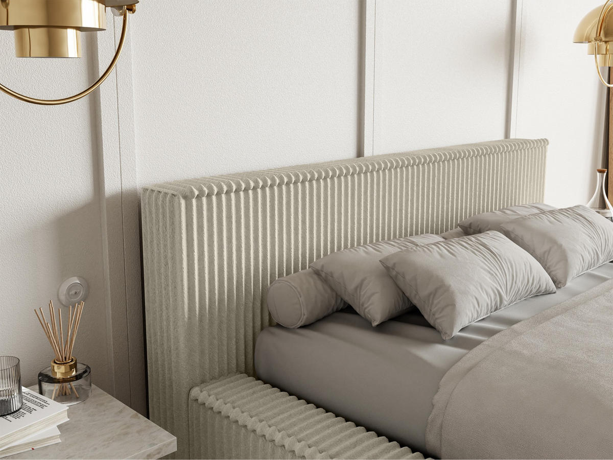 POLSTERBETT AFFOLIO Hellbeige 180x200 cm - Ecru/Schwarz, Kunststoff/Textil (180/200cm) - Selsey