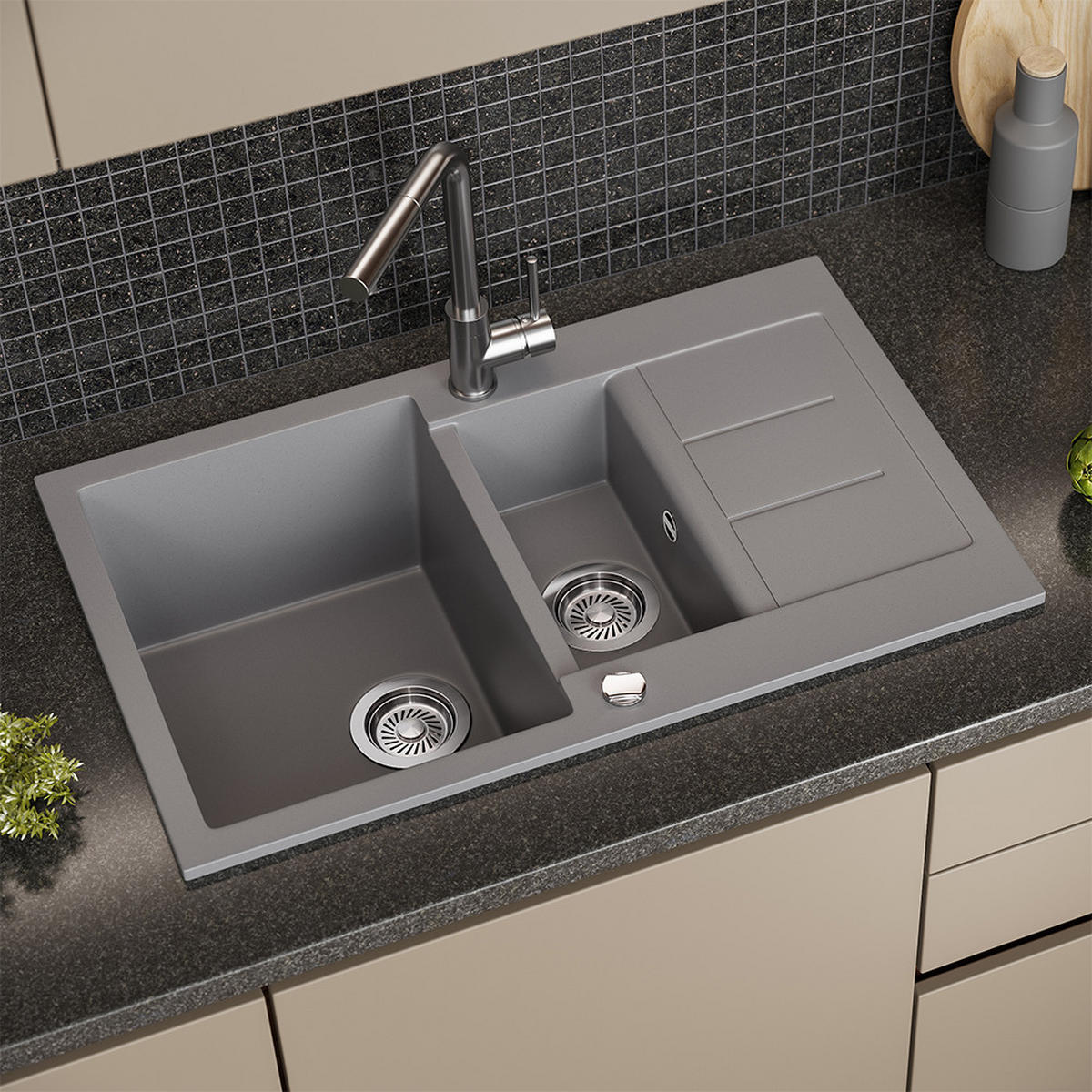 UMYVADLO Seattle Šedá - šedá, keramika (80/20/50cm) - Bergstroem