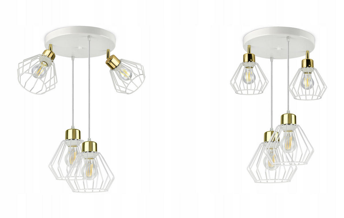 DECKENLEUCHTE LOFT - Goldfarben/Weiß, Metall (30/30/80cm) - kiki design