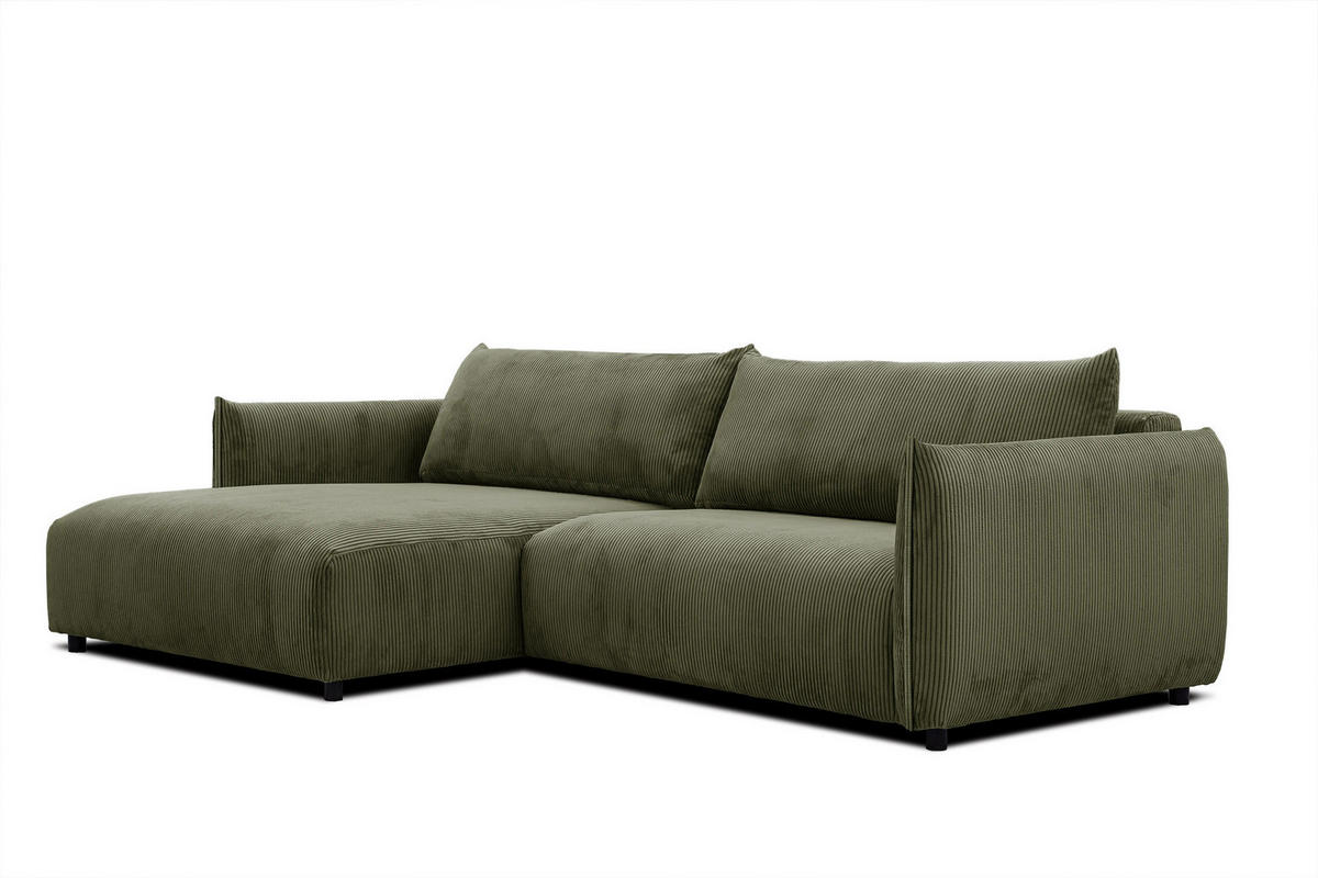 ECKSOFA TAUER 5-Sitzer, olivgrün - Schwarz/Olivgrün, Holzwerkstoff/Kunststoff (174/292cm) - Courtois Laville