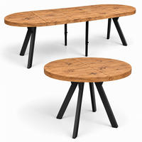 ESSTISCH rund ausziehbar 100/300/76 cm, Eiche Craft, 54 cm Tischplatte + Y Metallgestell Schwarz - Eichefarben/Schwarz, Holzwerkstoff/Metall (100/300/76cm) - Damale Möbel