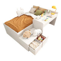 KINDERBETT 90/200 cm mit Schreibtisch und 2 Schubladen aus Massivholz und MDF, platzsparend, Weiß - Weiß, Holzwerkstoff - Redom