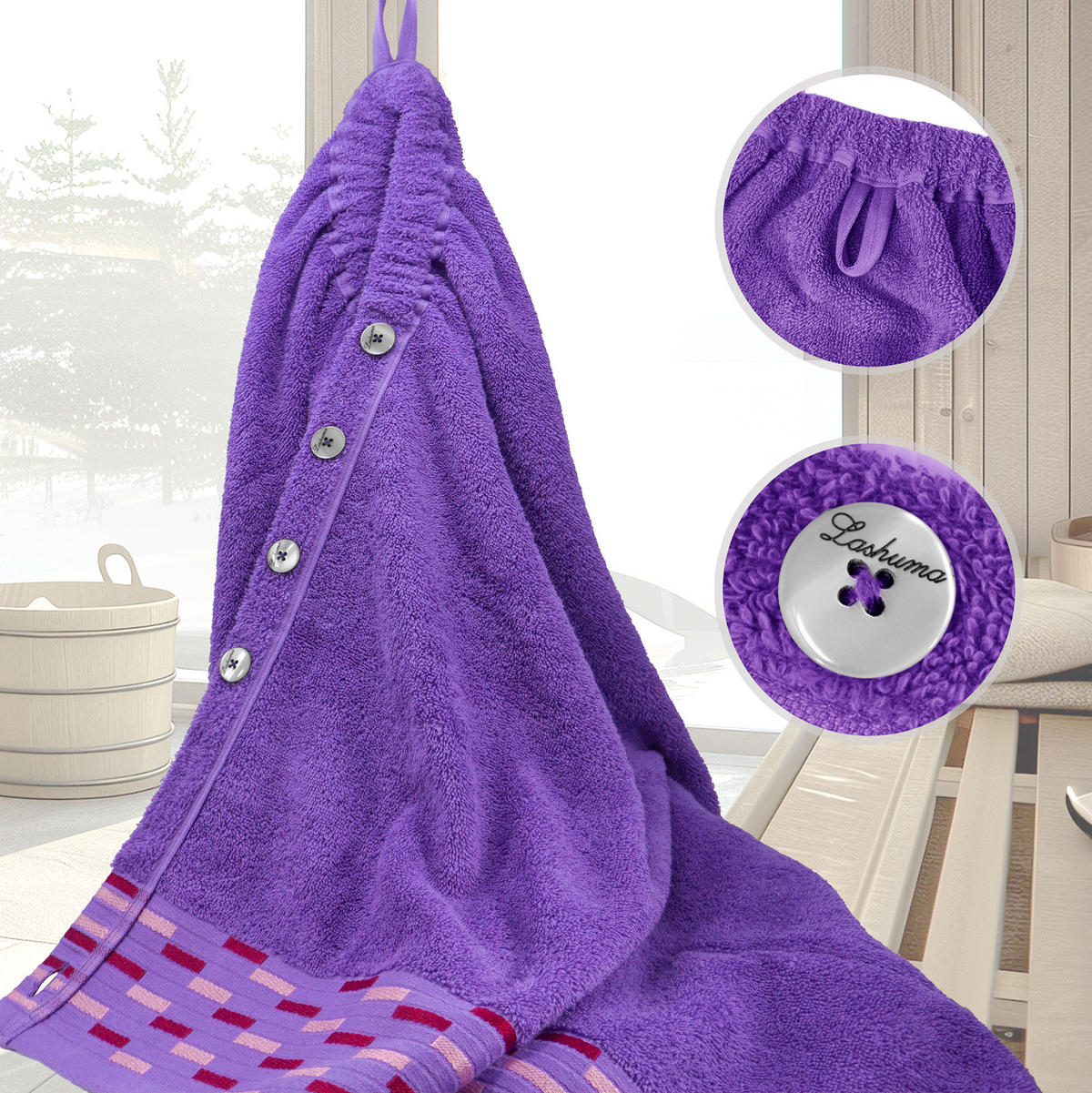 SAUNAKILT Dame Lugano Lila - Lila, Textil (150/75cm) - Lashuma