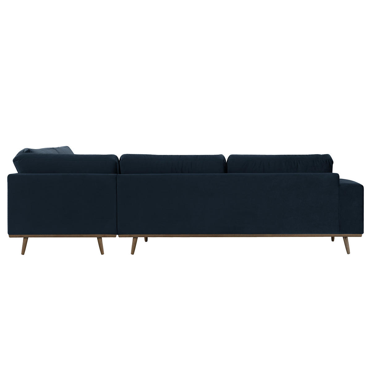 ECKSOFA mit Ottomane - Eichefarben/Dunkelblau, Eichenholz/Textil (287/219cm) - home24