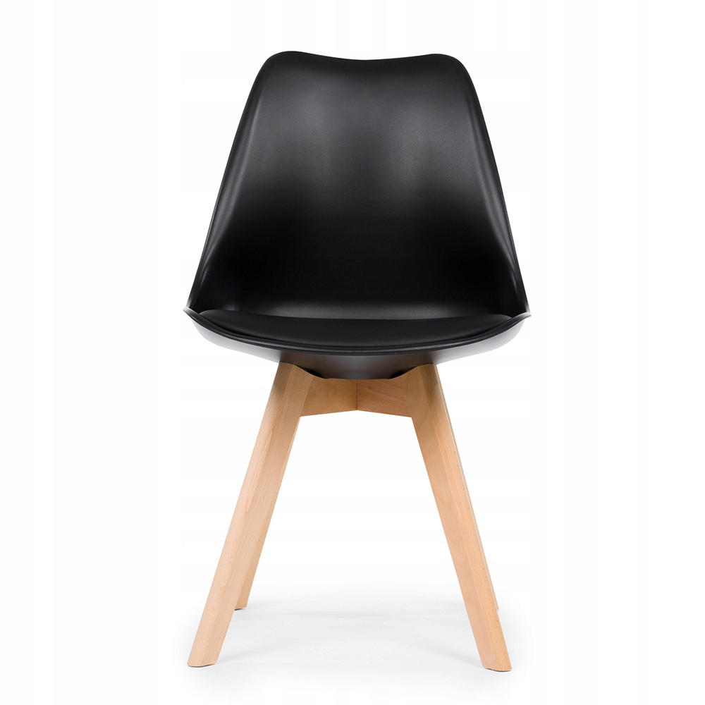 STUHL skandinavisch Dublin schwarz mit Kissen - Schwarz/Naturfarben, Holz/Kunststoff (49/83/54cm) - NEW HOME