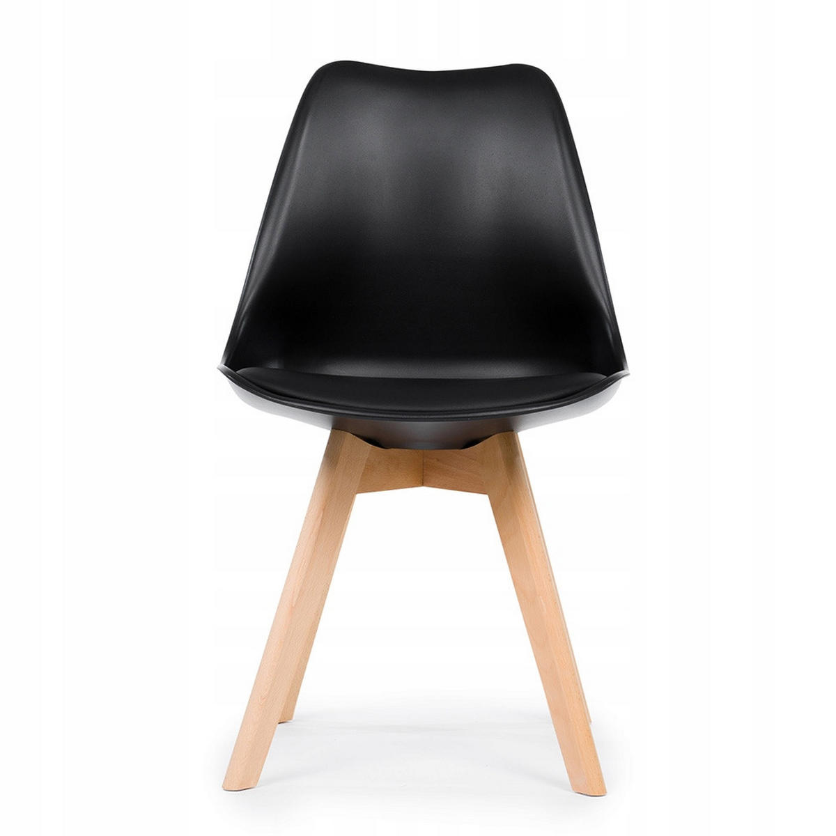 STUHL skandinavisch Dublin schwarz mit Kissen - Schwarz/Naturfarben, Holz/Kunststoff (49/83/54cm) - NEW HOME