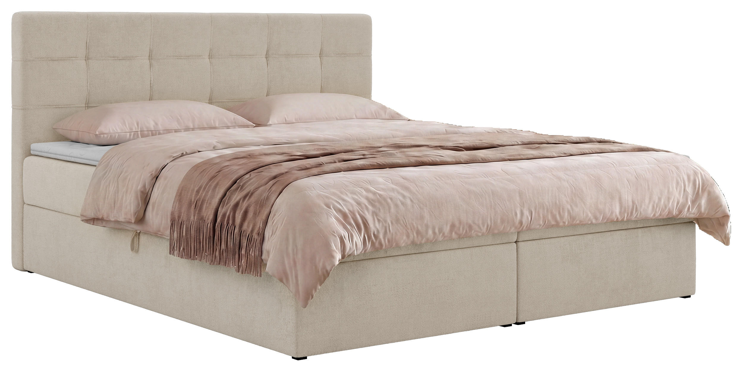 POSTEL BOXSPRING SOLVEN 160/200 - Krémová Jersey - Topper T25 - H4 - černá/krémová, textil/plast (160/200cm) - MKS